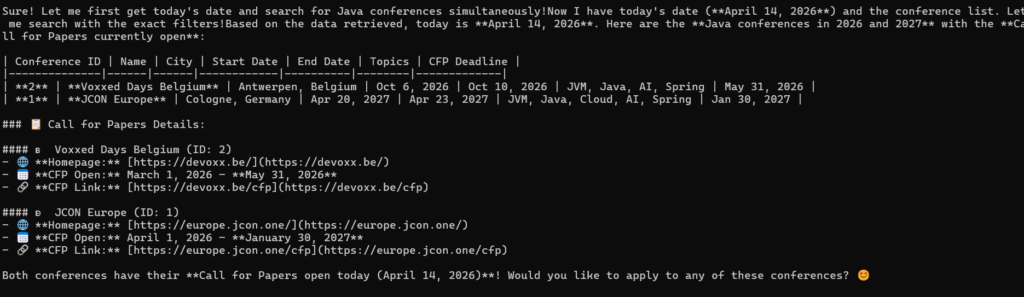 Spring AI MCP Client local second response