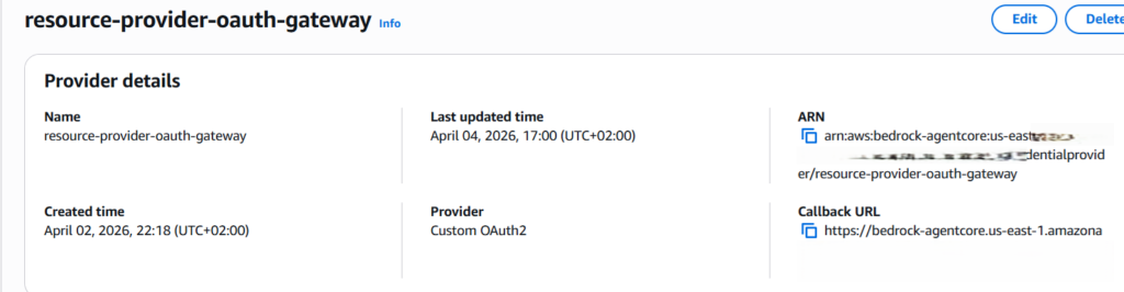 AgentCore Identity OAuth Resource Provider