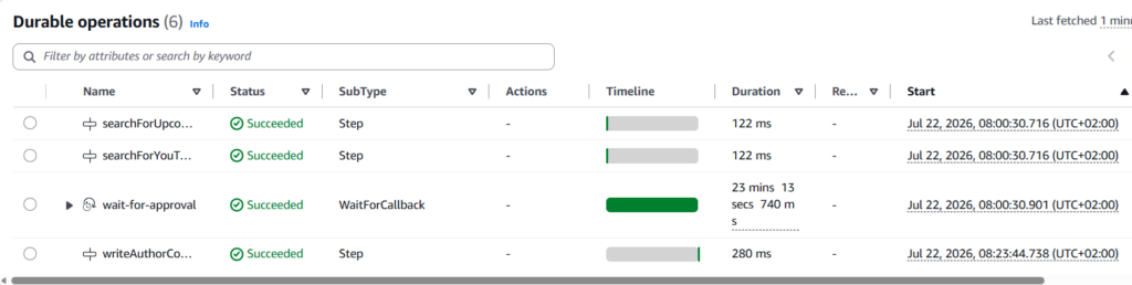 Execution details of the wait for the success callback recieved