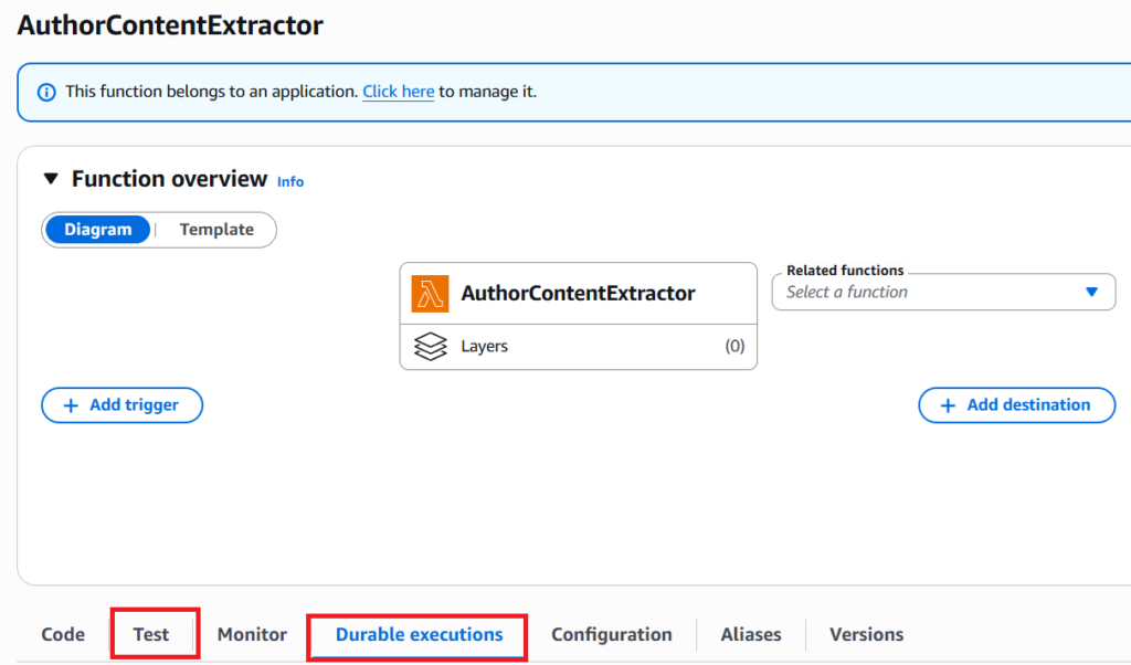 Test AWS Lambda durable functions execution